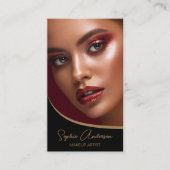 Make-up Artist Modern Script Zwart en Goud Visitekaartje (Voorkant)