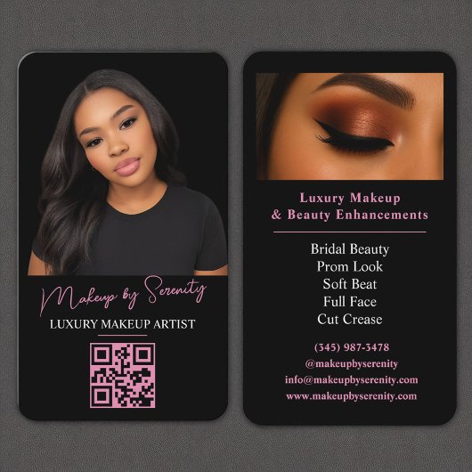 Make-up Artist QR Code Luxe Zwart Roze Beauty Visitekaartje