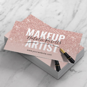 Make-up Artist Roos Gouden Glitter Elegante Handte Visitekaartje