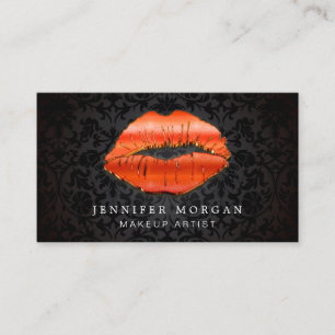 Make-up Artist Unieke 3D Gouden Rode Lippen Damask Visitekaartje