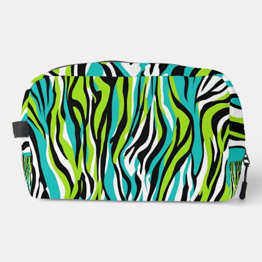 Make-up Bag Blauwgroen Blauw Groen Zebra Animal Pr Toilettasje (Voorkant)