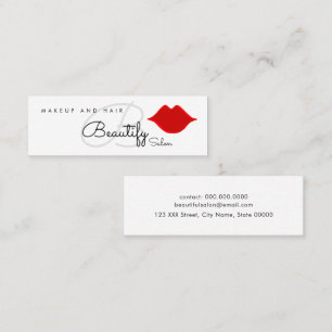 Make-up / Beautify Salonmonogram met rode lippen Mini Visitekaartje