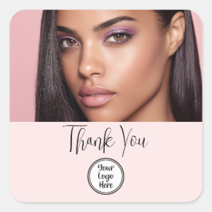 Make-up Bedankt Foto Blush Roze Script Uw Logo Vierkante Sticker
