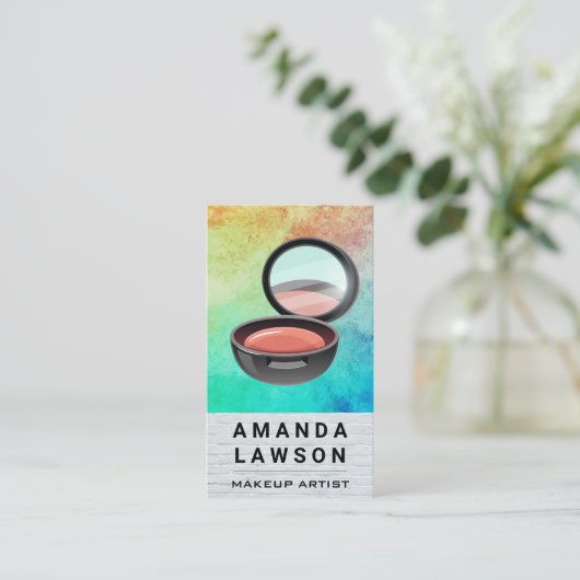 Make-up Compact | Wit Baksteen Textuur Verf Afsprakenkaartje (Staand voorkant)