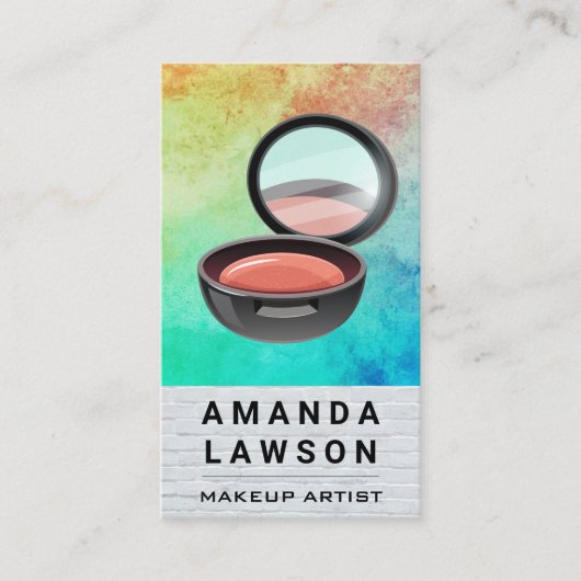 Make-up Compact | Wit Baksteen Textuur Verf Afsprakenkaartje (Voorkant)