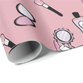 Make-up Cosmetisch Patroon Modern Roze Cadeaupapier (Rol Hoek)
