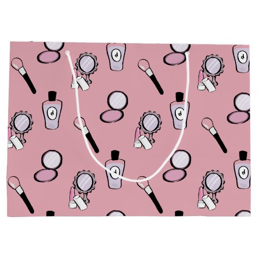 Make-up cosmetisch patroon roze groot cadeauzakje (Achterkant)