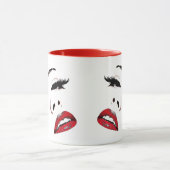 Make-up donkere ogen rode lippen vrouwen gezicht k mok (Midden)