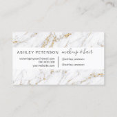 Make-up elegante typografie goud glitter marmer visitekaartje (Achterkant)
