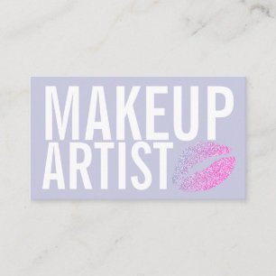 Make-up Elegante Typografie Lavendel Glitter Lippe Visitekaartje