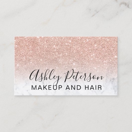 Make-up elegante typografie roos gouden glitter ma visitekaartje (Voorkant)