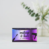 Make-up en haar | Paarse Metallic Banner Mesh Afsprakenkaartje (Staand voorkant)