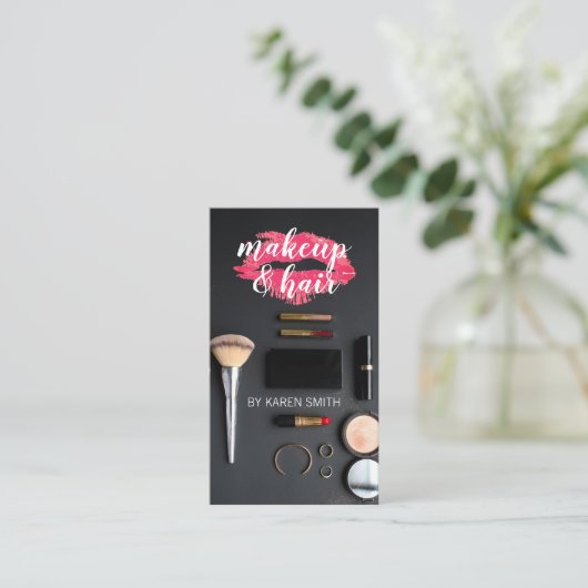 Make-up en haarstylist | salon visitekaartje (Staand voorkant)