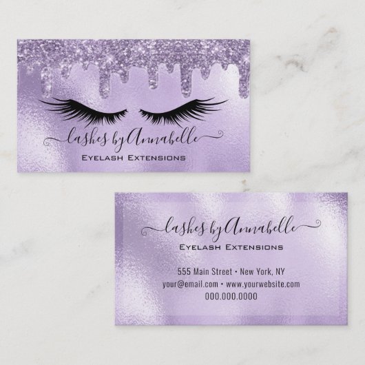 Make-up EyeLashes Sparkle Glitter Drip Blush Paars Visitekaartje (Voorkant / Achterkant)