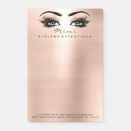 Make-up Eyes Lashes Perzik Naam Web Telefoonnummer Post-it® Notes (Voorkant)