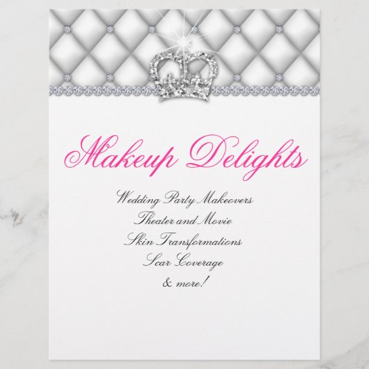 Make-up Flyer Haar Salon Satijn Diamanten Wit (Voorkant)