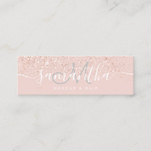 Make-up haar roos goud glitter pastel blush roze mini visitekaartje
