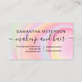 Make-up haar roze girly regenboog eenhoorn marmer afsprakenkaartje (Achterkant)