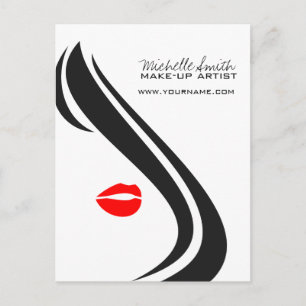 Make-up icoon Vrouwengezicht in zwart witte rode l Briefkaart