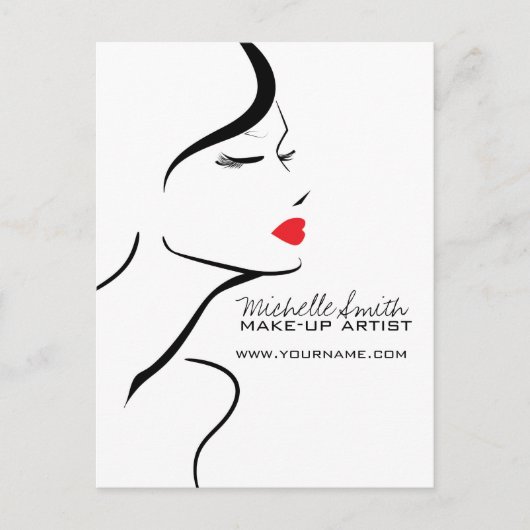 Make-up icoon Vrouwengezicht in zwart witte rode l Briefkaart (Voorkant)
