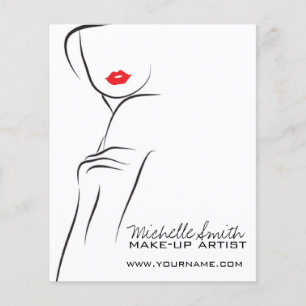 Make-up icoon Vrouwengezicht in zwart witte rode l Flyer