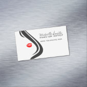 Make-up icoon Vrouwengezicht in zwart witte rode l Visitekaartje Magneet (Voorbeeld)