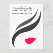 Make-up icoon Vrouwengezicht in zwart witte roze l Briefkaart (Voorkant)