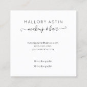 Make-up initialen logo modern zwart wit minimalist vierkante visitekaartje (Achterkant)
