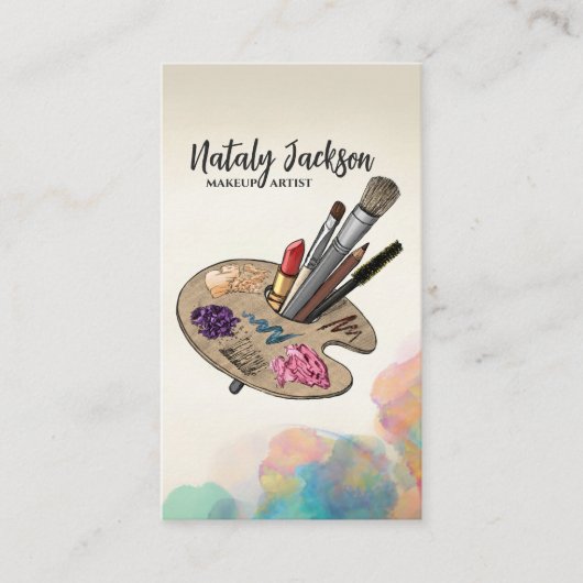 Make-up kunstenaar gereedschappen palet visitekaartje (Voorkant)