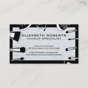Make-up Kwasten Set Moderne Witte Bakstenen Muur Visitekaartje