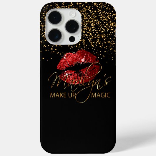Make Up Magic met gouden Confetti & rode lippen Case-Mate iPhone Case (Achterkant)