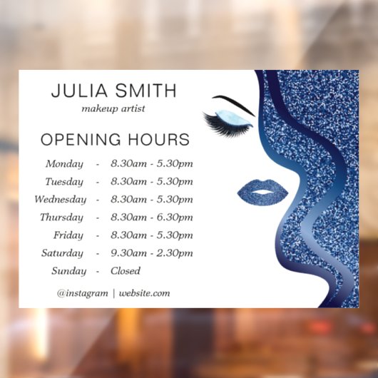 Make-up met donkerblauw glitter-effect raamsticker (Vel 2)