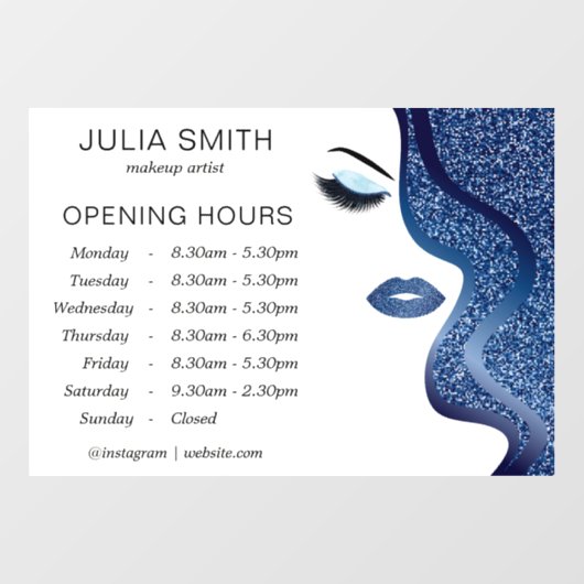 Make-up met donkerblauw glitter-effect raamsticker (Vel)