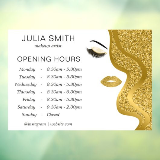 Make-up met goud glinsterend effect raamsticker (Vel 3)