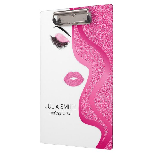 Make-up met lichtroze glitter effect klembord (Links)