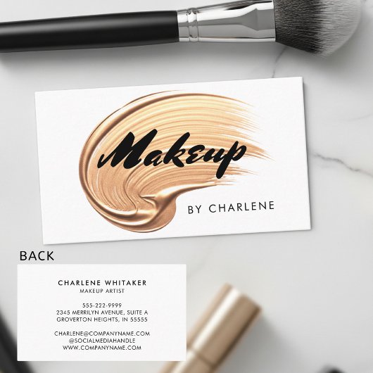 Make-up moderne typografie zwart goud visitekaartje