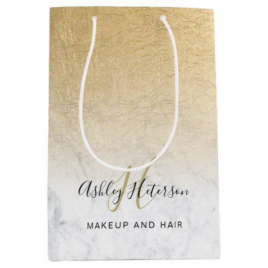 Make-up monogram marmeren chique gouden folie scri medium cadeauzakje (Voorkant)