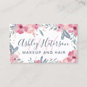 Make-up monogram script voorjaar bloemige waterver visitekaartje