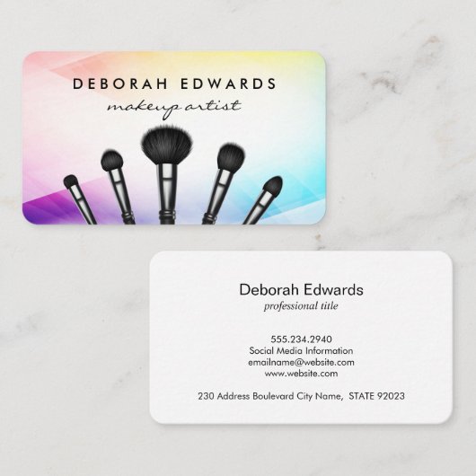 Make-up penselen Abstract kleurrijk Visitekaartje (Voorkant / Achterkant)