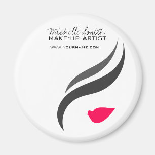 Make-up pictogram Vrouwengezicht in zwart-wit roze Magneet