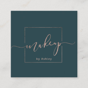 Make-up premade logo modern donker blauwgroen mini vierkante visitekaartje