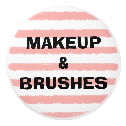 Make-up Roze Witte Waterverf Strepen Keramische Knop (Voorkant)