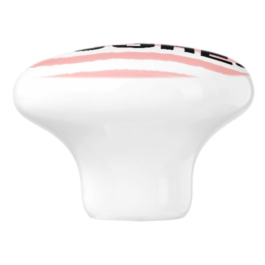 Make-up Roze Witte Waterverf Strepen Keramische Knop (Zijkant)