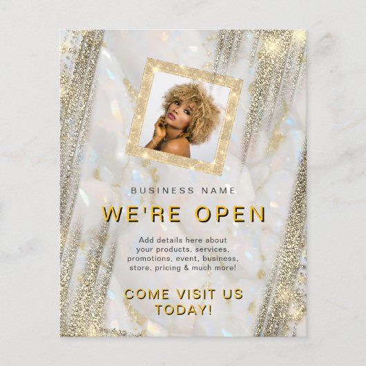 Make-up Salon Custom Foto Goud Chic Opal Stone Flyer (Voorkant)