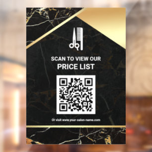 Make-up Salon QR-code Prijslijst Zwarte Marmer Raamsticker