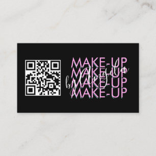 Make-up Salon QR Code Roze Zwart Script Visitekaartje