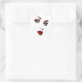 make-up schoonheid vrouwen gezicht blauwe ogen rod vierkante sticker (Tas)