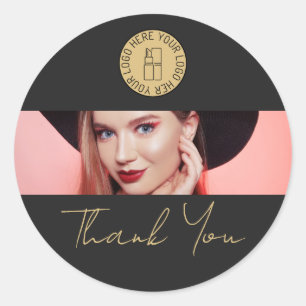 Make-up Schoonheidssalon Bedrijfslogo Bedankt Ronde Sticker