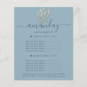 Make-up Schoonheidssalon Kapper Logo Goud Blauw Flyer