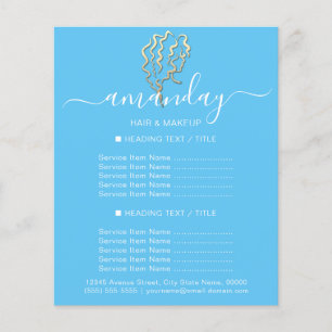 Make-up Schoonheidssalon Kapsalon Logo Goud Blauw Flyer